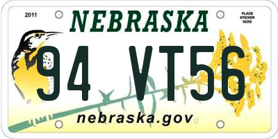 NE license plate 94VT56