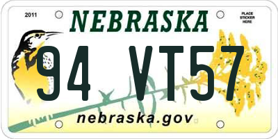 NE license plate 94VT57