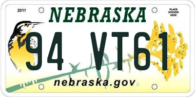 NE license plate 94VT61