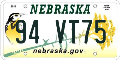 NE license plate 94VT75