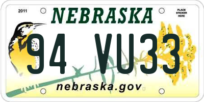 NE license plate 94VU33