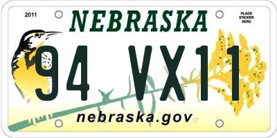 NE license plate 94VX11