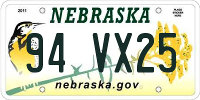 NE license plate 94VX25