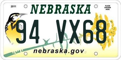 NE license plate 94VX68