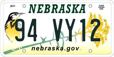 NE license plate 94VY12