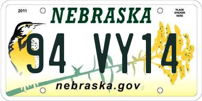 NE license plate 94VY14