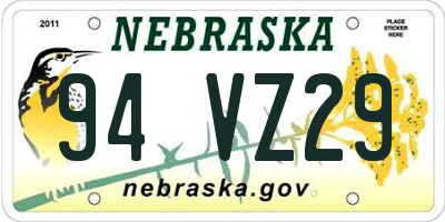 NE license plate 94VZ29