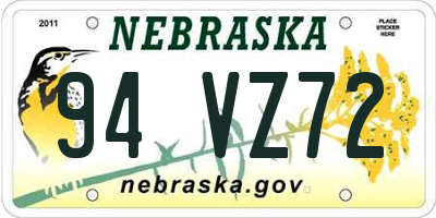 NE license plate 94VZ72