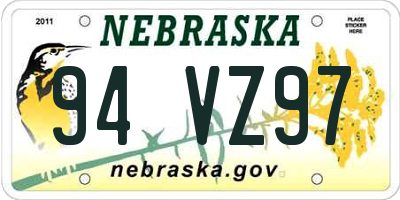 NE license plate 94VZ97