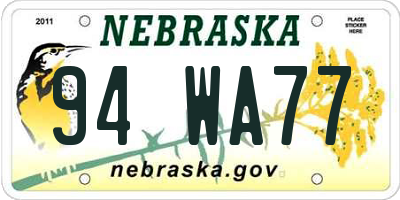 NE license plate 94WA77