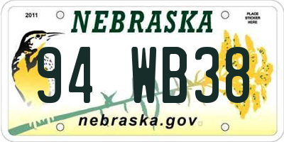 NE license plate 94WB38