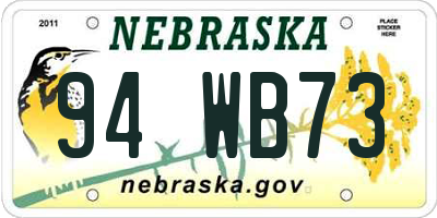 NE license plate 94WB73