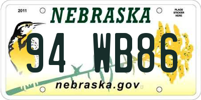 NE license plate 94WB86