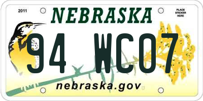 NE license plate 94WC07