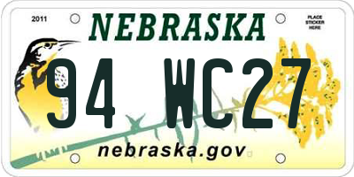 NE license plate 94WC27