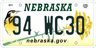 NE license plate 94WC30
