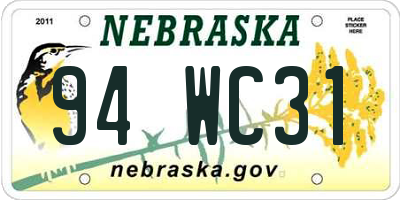 NE license plate 94WC31