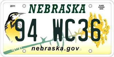 NE license plate 94WC36
