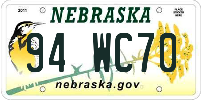 NE license plate 94WC70