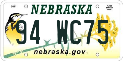 NE license plate 94WC75