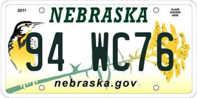 NE license plate 94WC76