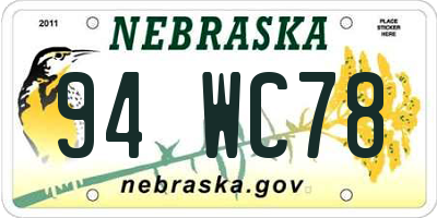 NE license plate 94WC78