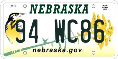 NE license plate 94WC86