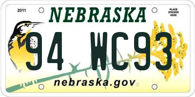 NE license plate 94WC93