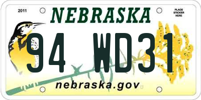 NE license plate 94WD31