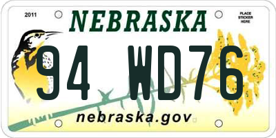 NE license plate 94WD76