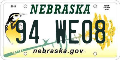 NE license plate 94WE08