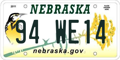 NE license plate 94WE14