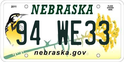 NE license plate 94WE33