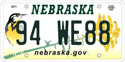 NE license plate 94WE88
