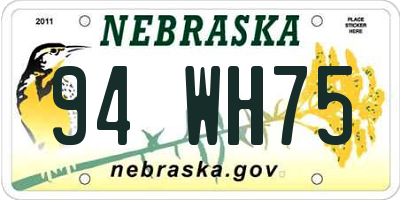 NE license plate 94WH75