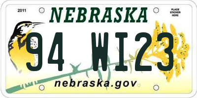 NE license plate 94WI23