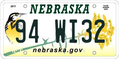 NE license plate 94WI32