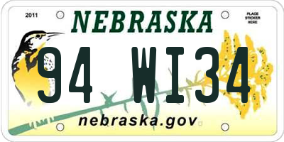 NE license plate 94WI34