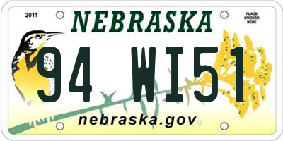 NE license plate 94WI51