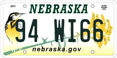 NE license plate 94WI66