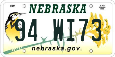 NE license plate 94WI73