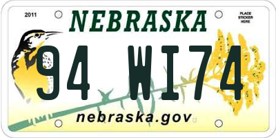 NE license plate 94WI74