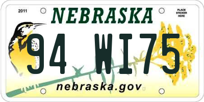 NE license plate 94WI75