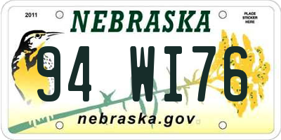 NE license plate 94WI76