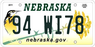 NE license plate 94WI78