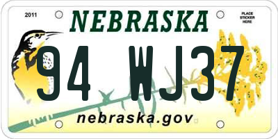 NE license plate 94WJ37