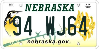 NE license plate 94WJ64