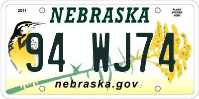 NE license plate 94WJ74