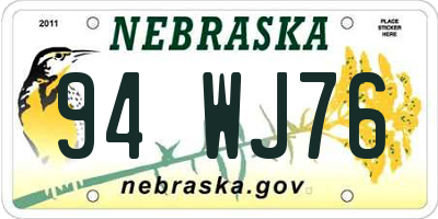 NE license plate 94WJ76