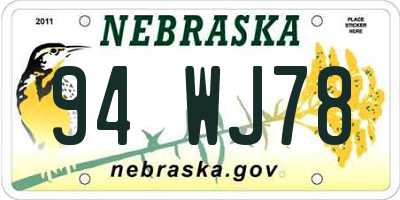 NE license plate 94WJ78